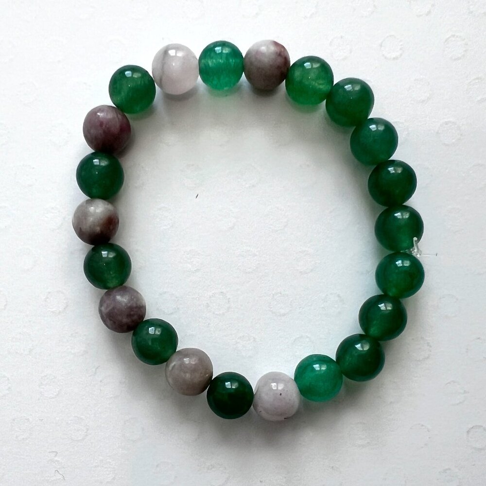 Handmade Luck Stack Bracelet with Jade 8mm